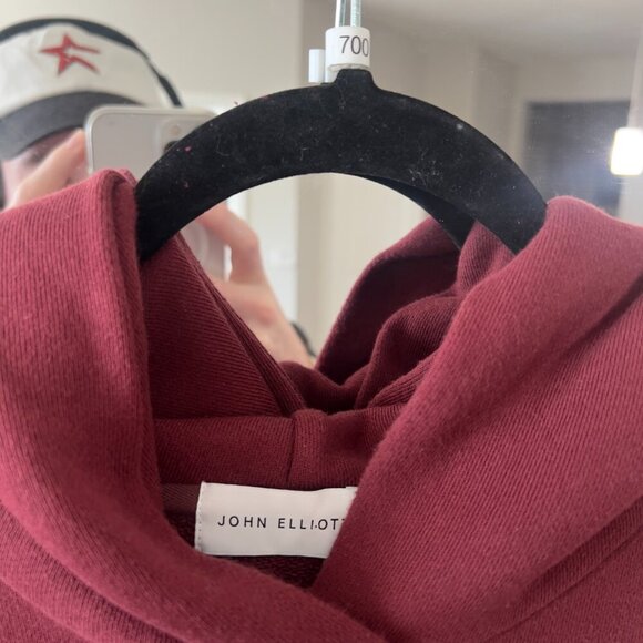 700 John Elliott Burgungy Villian Hoodie Size 4 Color Red Maroon - Picture 4 of 6